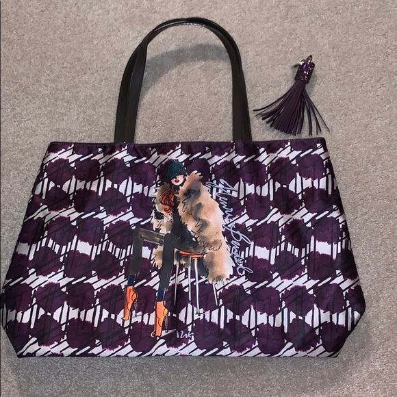 HENRI BENDEL REVERSIBLE TOTE + SWAROVSKI KEYCHAIN - Picture 1 of 3